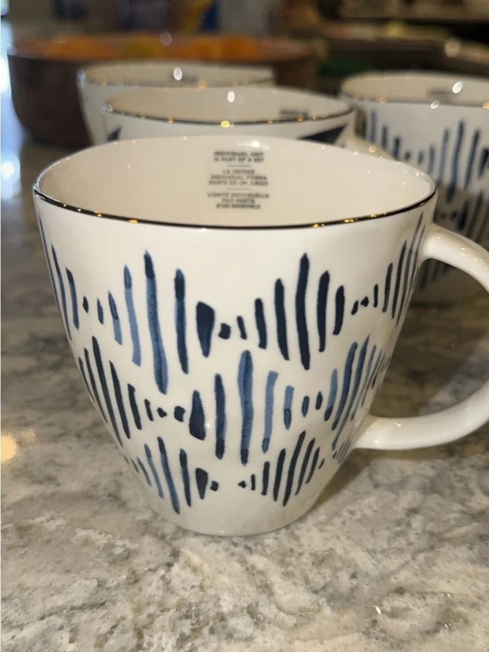 Lenox Blue Bay Porcelain Coffee Mugs Set of 5 | Assorted Blue Patterns